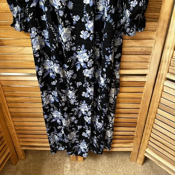 knee length dresses for ladies Floral Smocked Bodice Long Sleeve Maxi Dress Olive